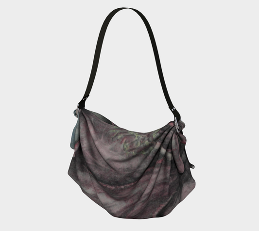 Origami Tote Pink Hibiscus Colored Pencil Grisaille