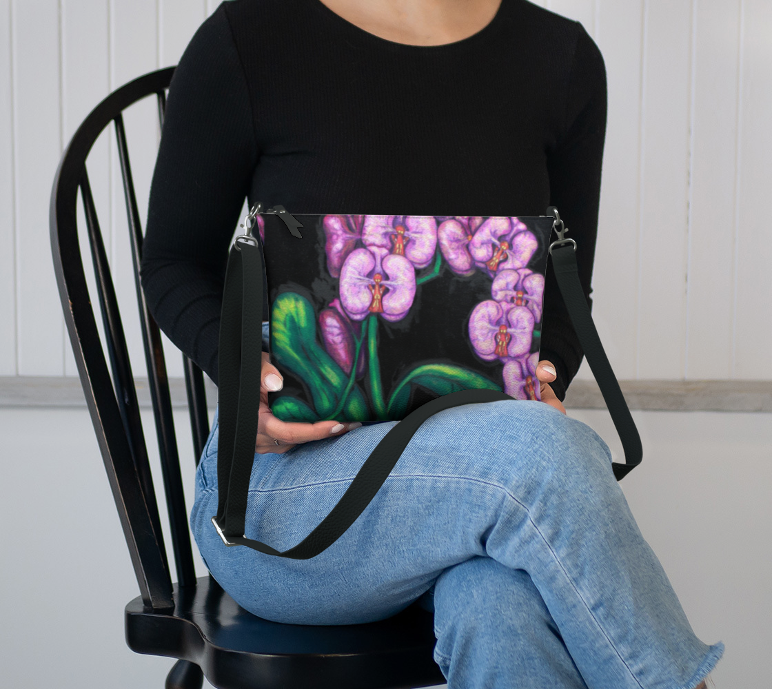 Vegan Leather Crossbody Purse Orchids