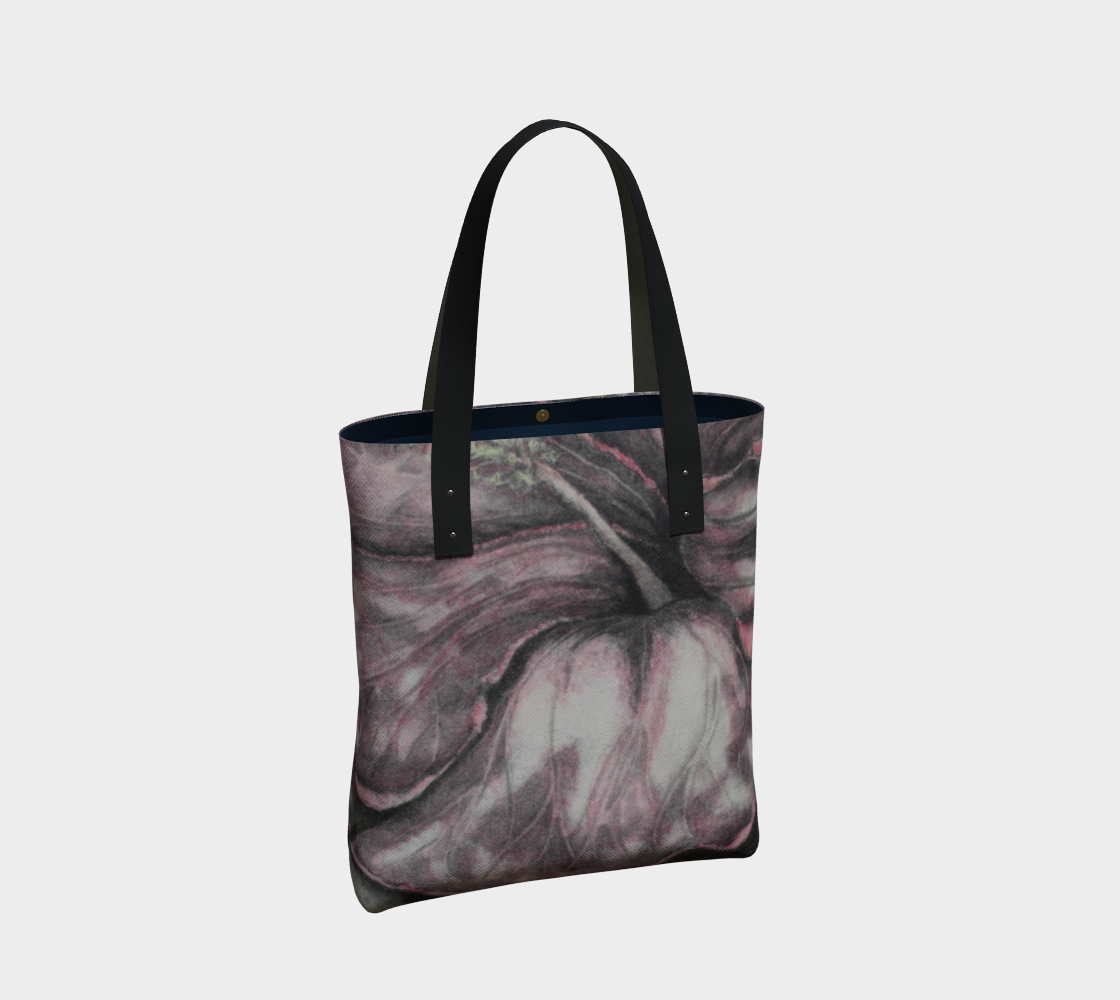 Tote Bag Pink Hibiscus Grisaille